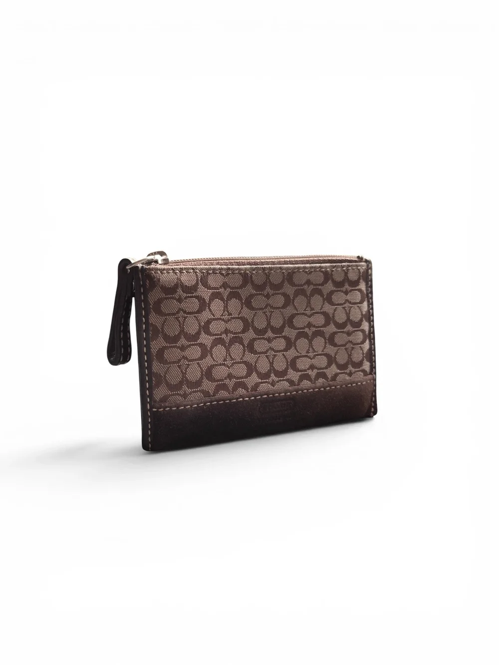 Vintage Coach Y2K Signature Mini C Monogram Mini Skinny ID Case - Suede & Canvas
